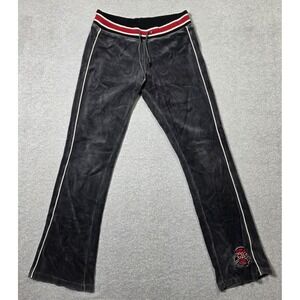 Mens Chicago 23 Velour Track Pants Y2K Streetwear Black Red Wide Leg Soho Babe M